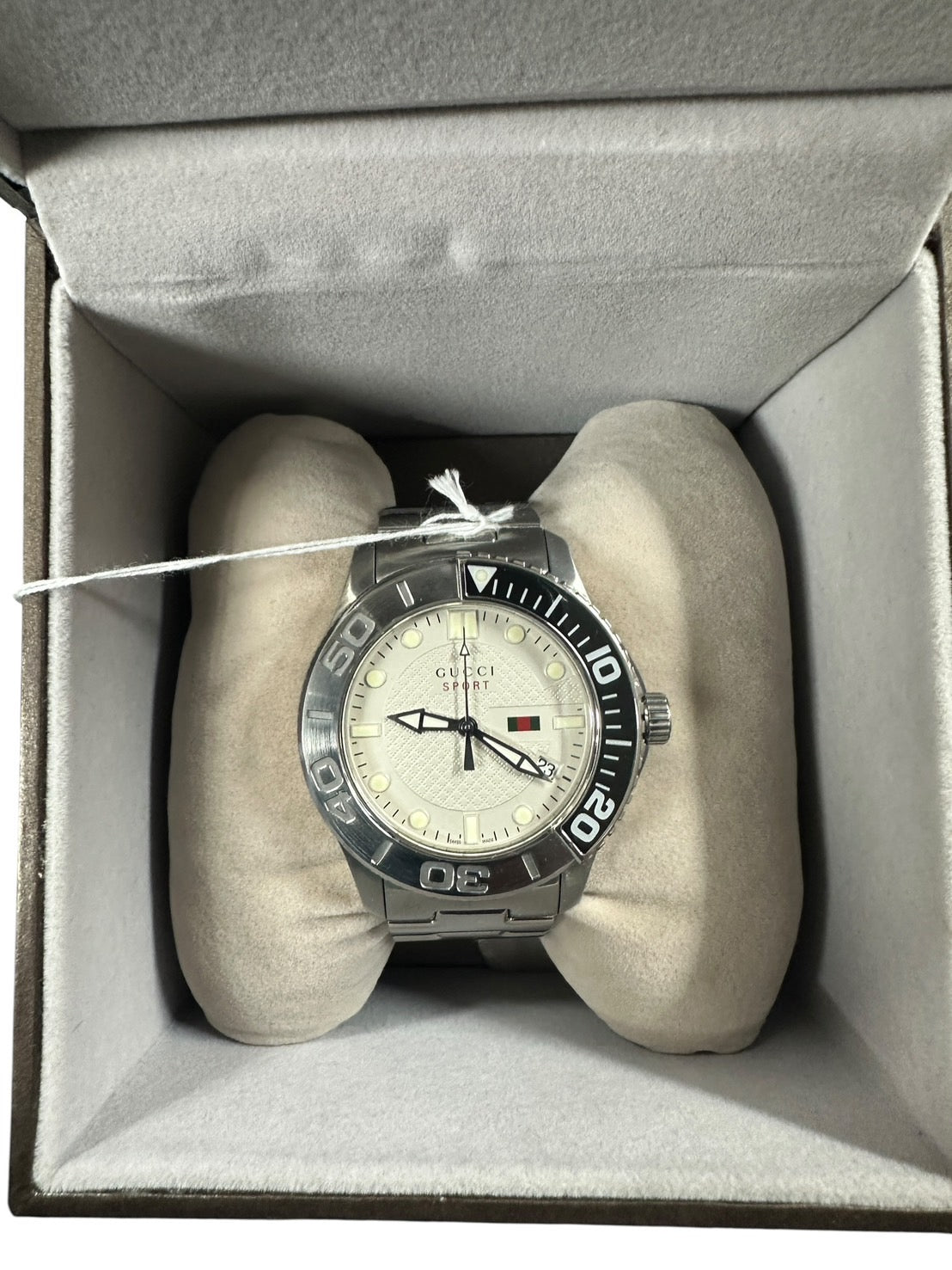 Gucci G-Timeless Sport 126.2 White Textured Dial Stainless Steel 44mm Mens Watch - ER11