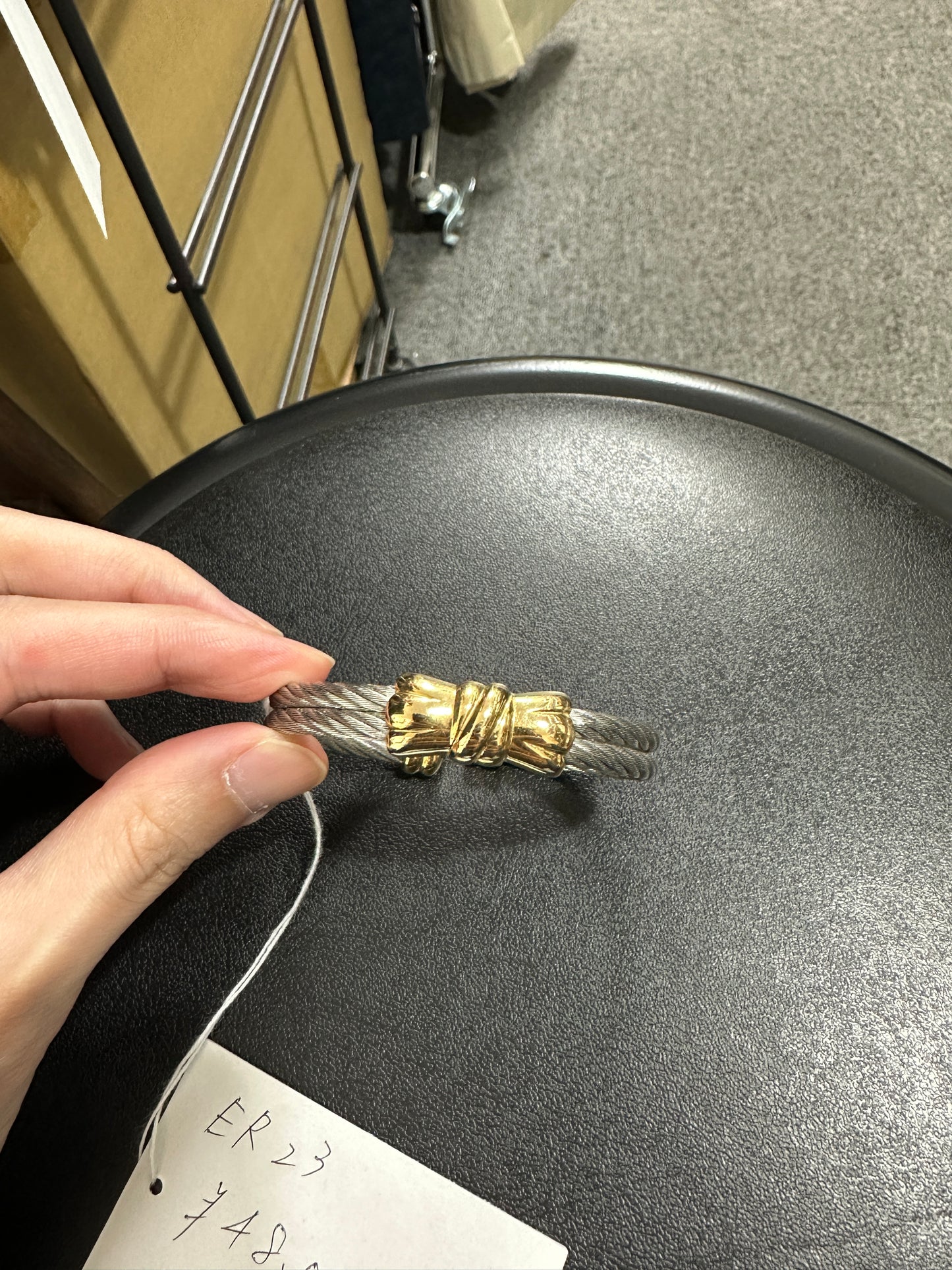 Philippe Charriol Two-Tone Twisted Wire Cable Knotted Centerpiece Ladies Bangle - ER23