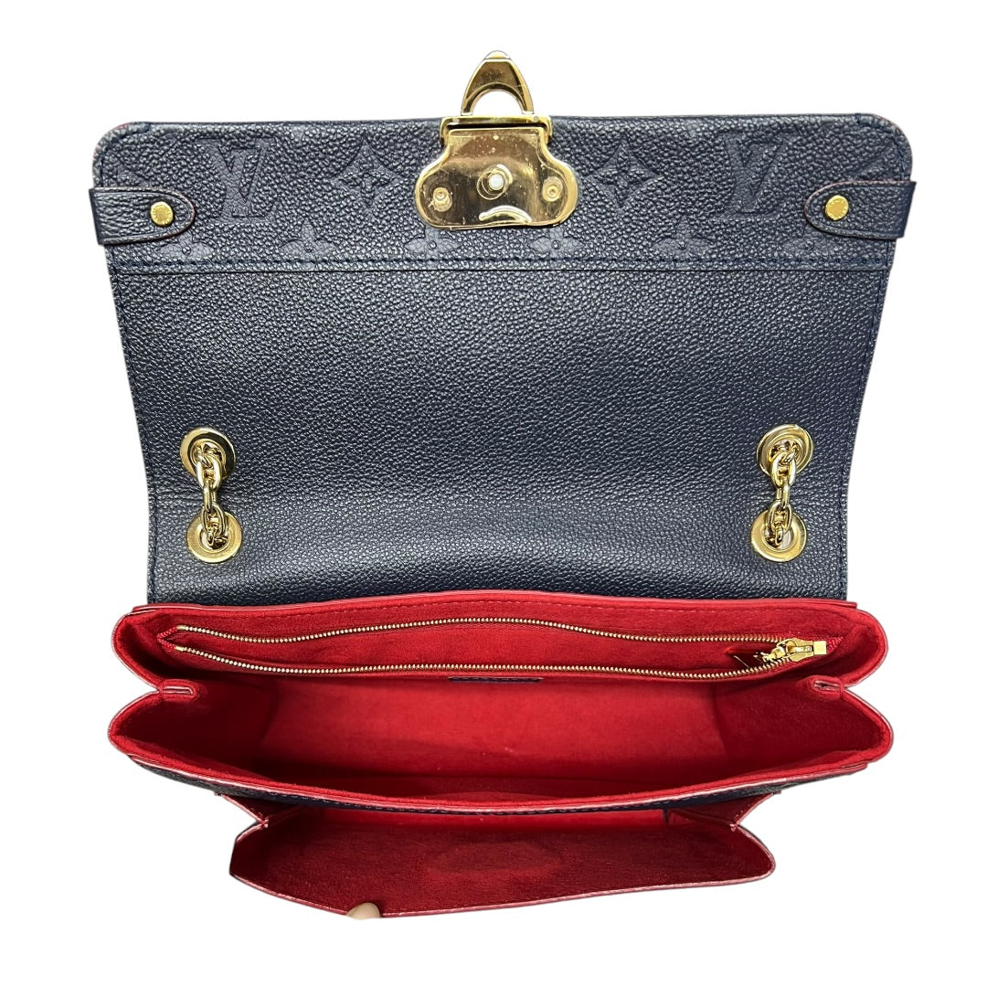 LOUIS VUITTON Monogram Empreinte Vavin PM Shoulder Bag Navy Gold Hardware LO2321