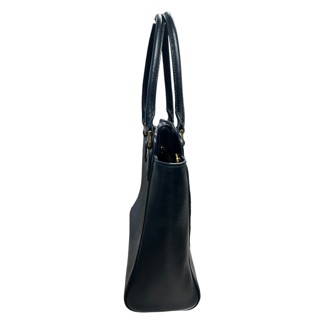 PRADA Saffiano Leather Tote Handbag Black Gold Hardware PR183