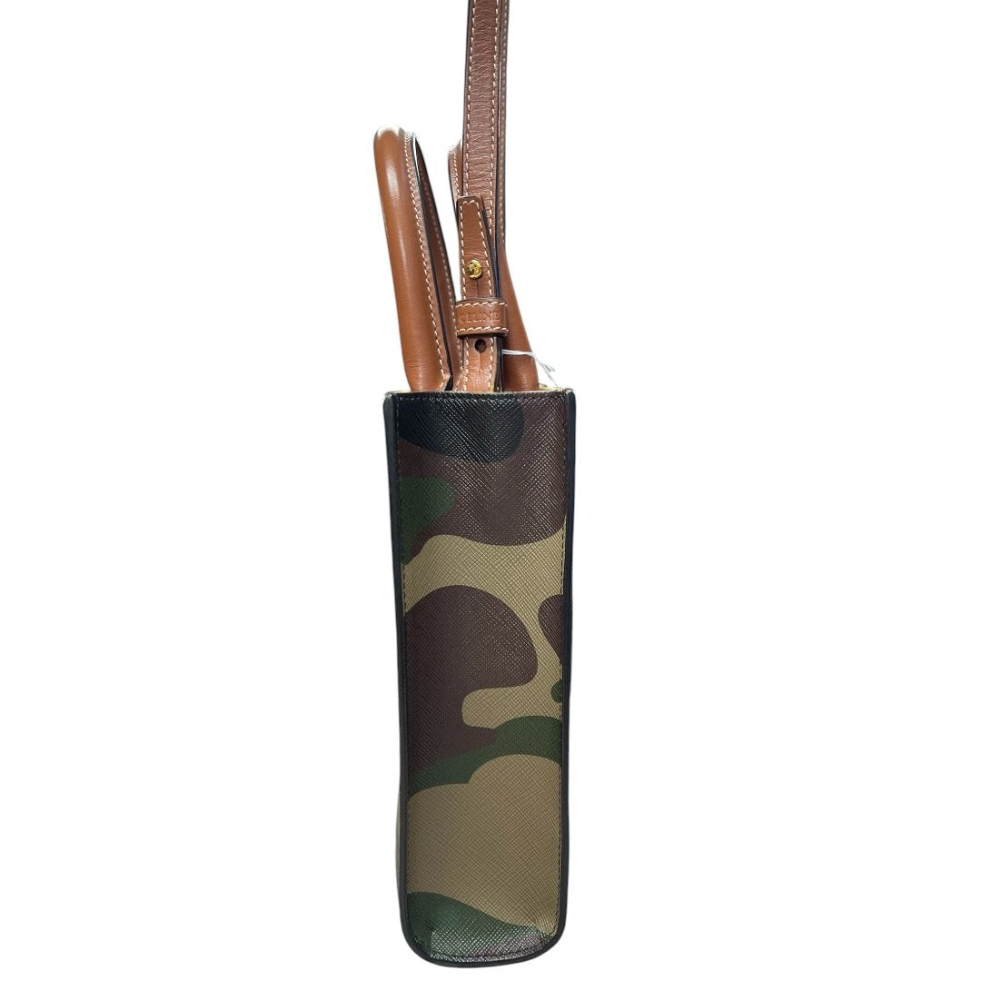 CELINE Coated Canvas Mini Vertical Cabas Handbag Green Camouflage Gold Hardware Ce260
