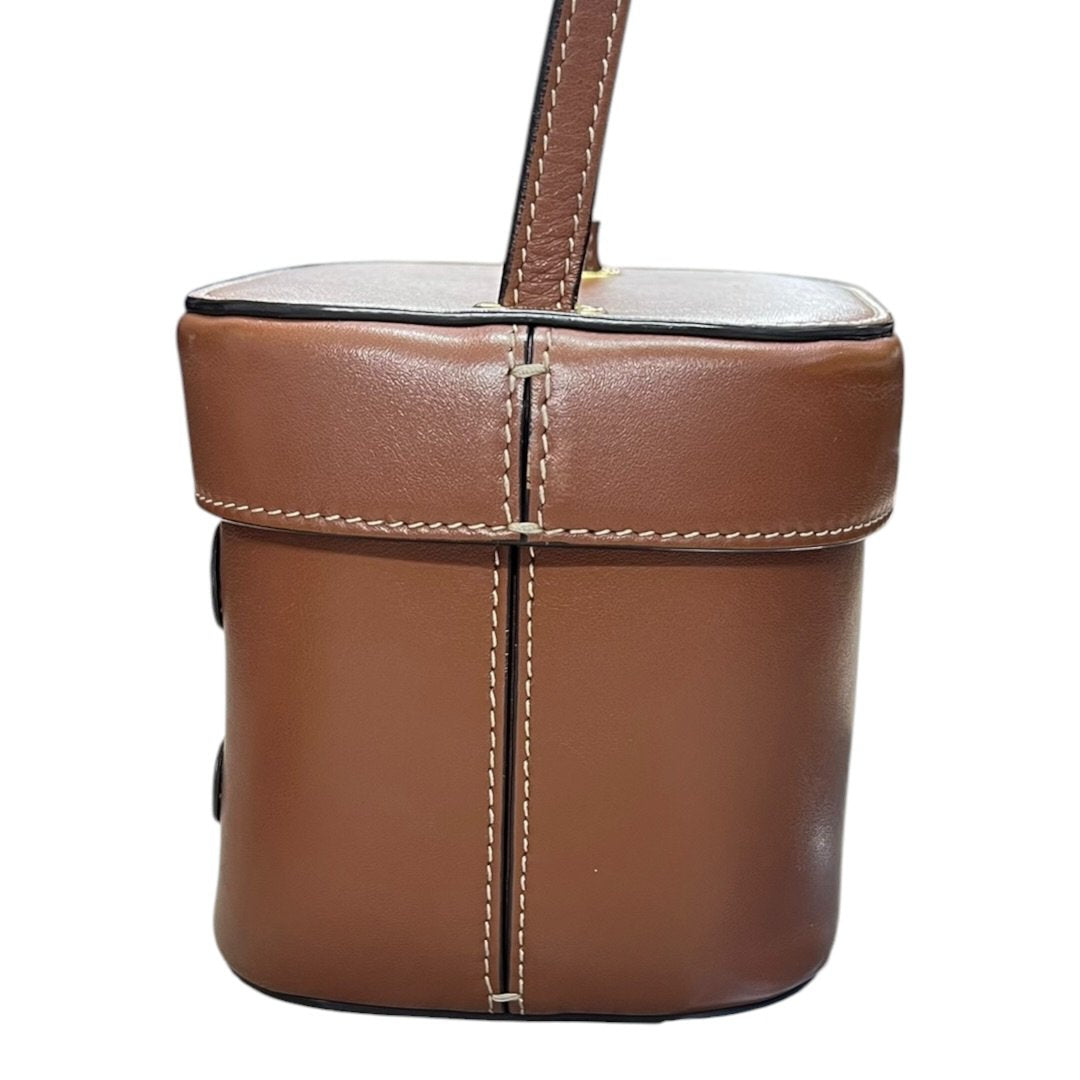 CELINE Calfskin Tambour Bag Crossbody Bag Brown Gold-tone Hardware Ce262