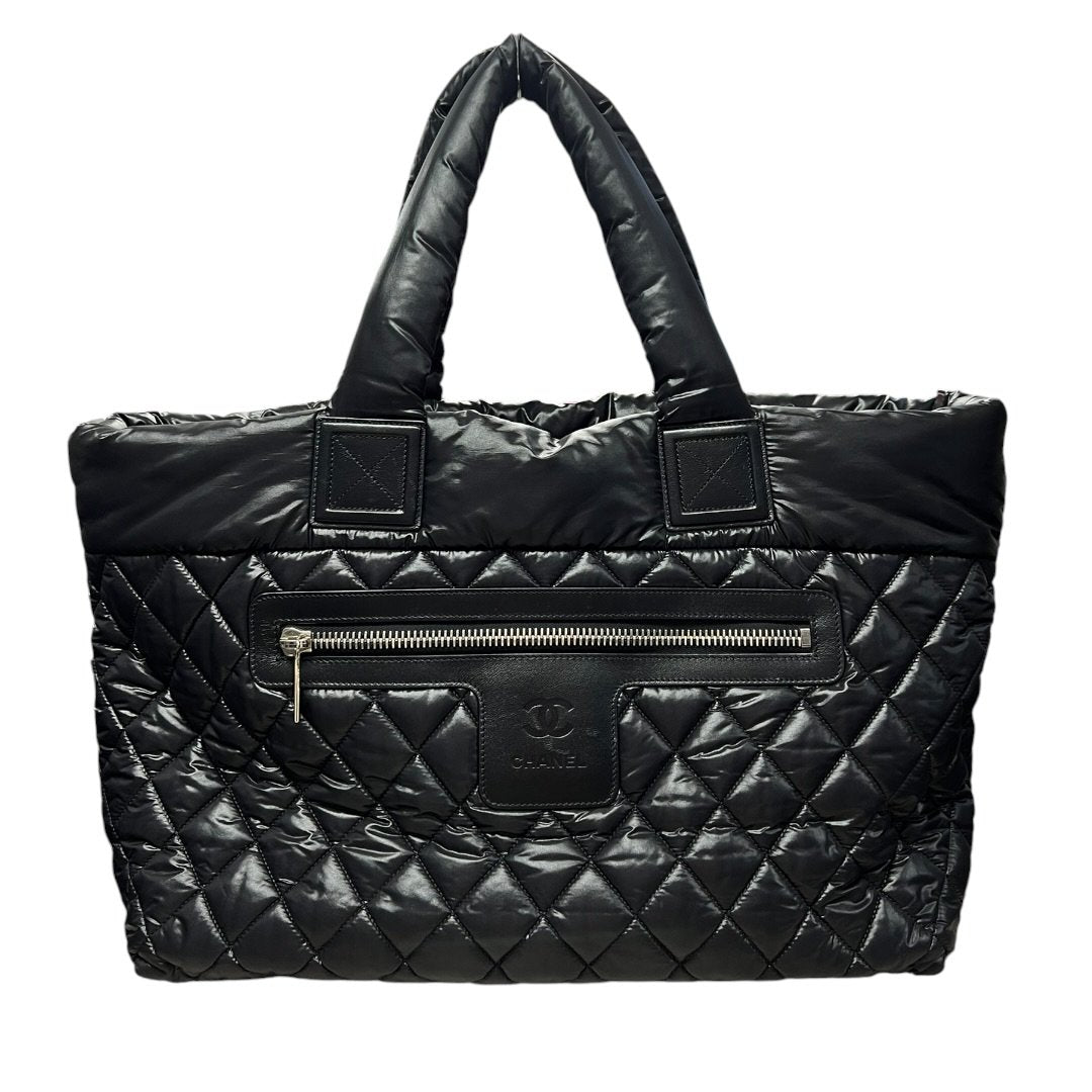 CHANEL Nylon Coco Cocoon Tote Bag Tote Black Silver Hardware CH2184
