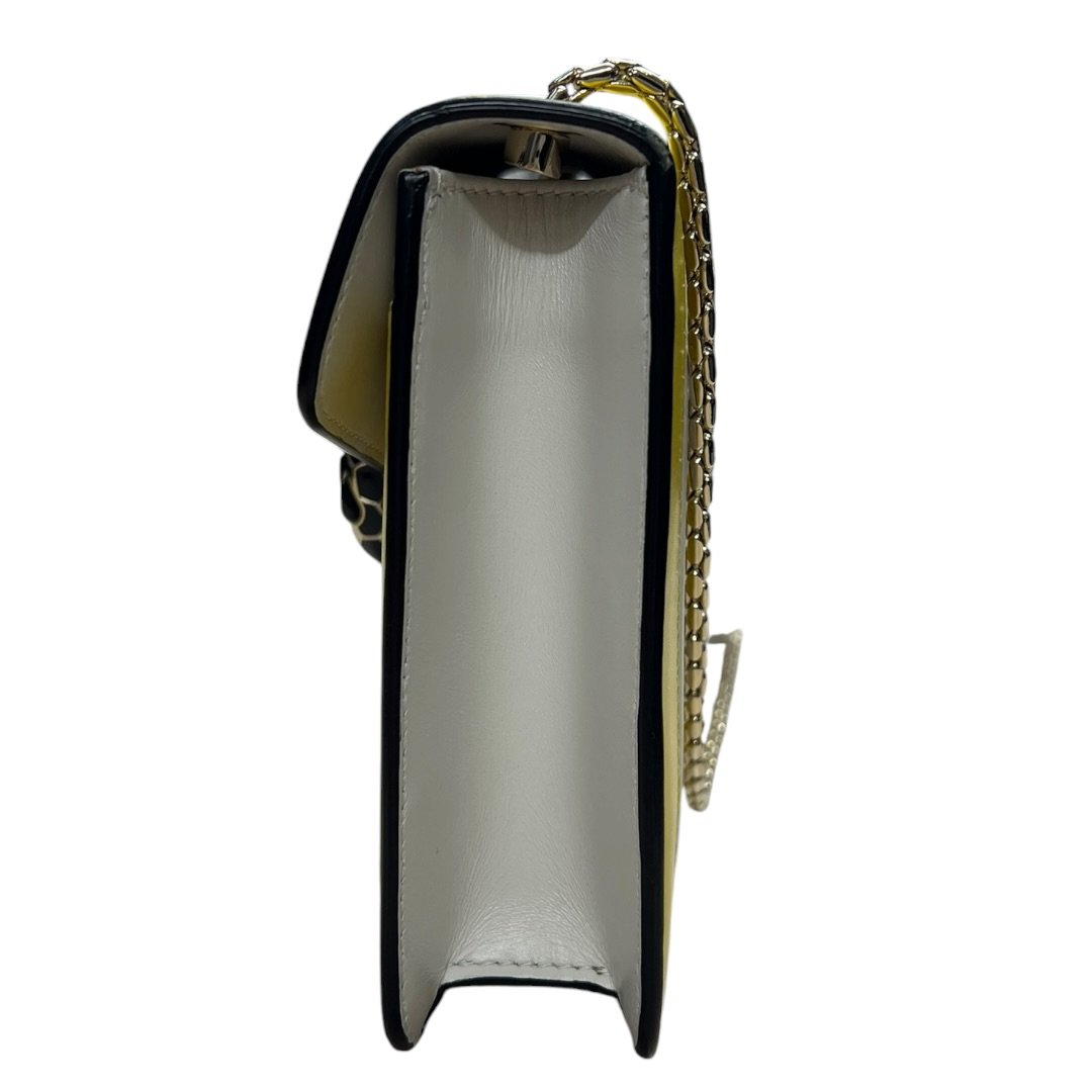 BVLGARI Calf Leather Serpenti Forever Shoulder Bag Yellow, White Silver Hardware BV64