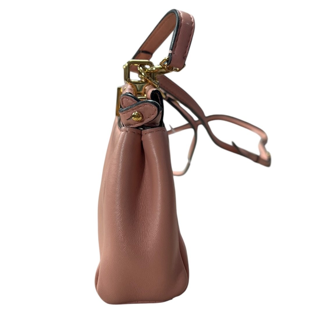 FENDI Leather Peekaboo Handbag Pink Gold Hardware FE393