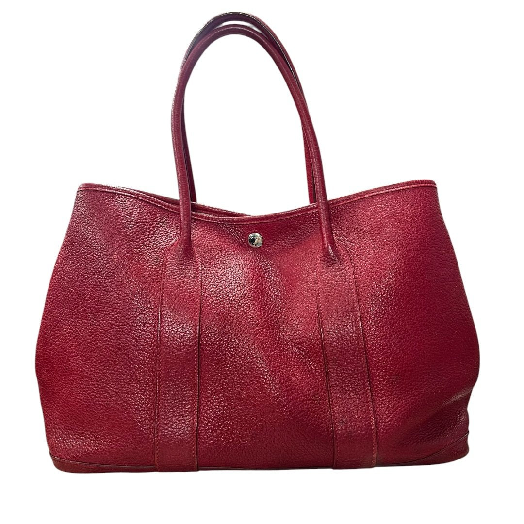 HERMES Negonda Garden Party Tote Red Silver Hardware HE475