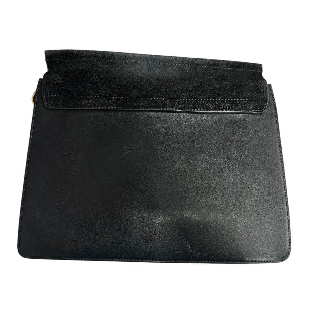 CHLOÉ Leather & Suede Faye Shoulder Bag Black Gold Hardware ch2225