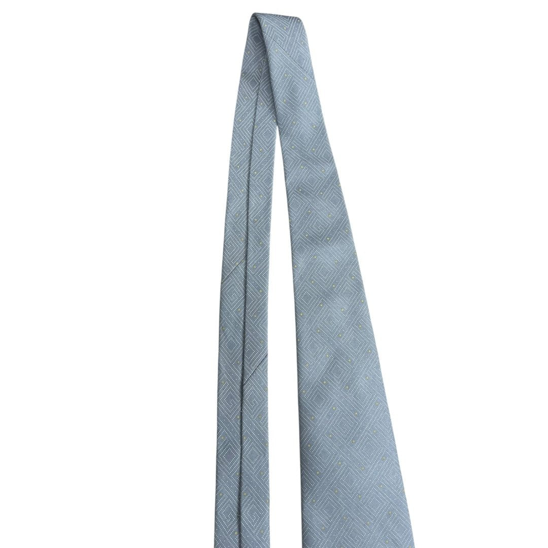 GUCCI Silk GG Crest Geometric Pattern Tie Light Grey TK69