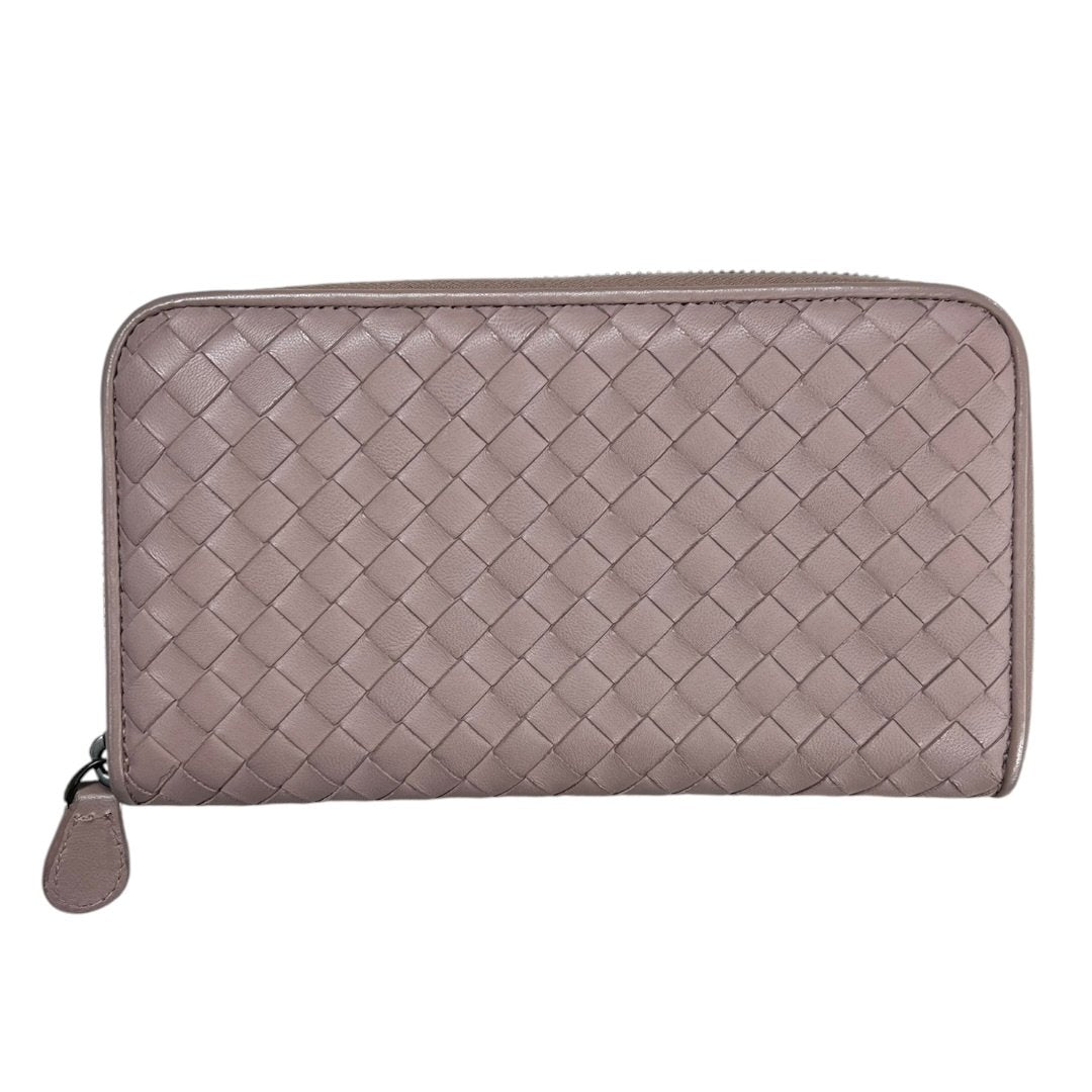 BOTTEGA VENETA Intrecciato Lambskin Intrecciato Zip-Around Wallet Wallet Dusty Pink Silver Hardware NJ165