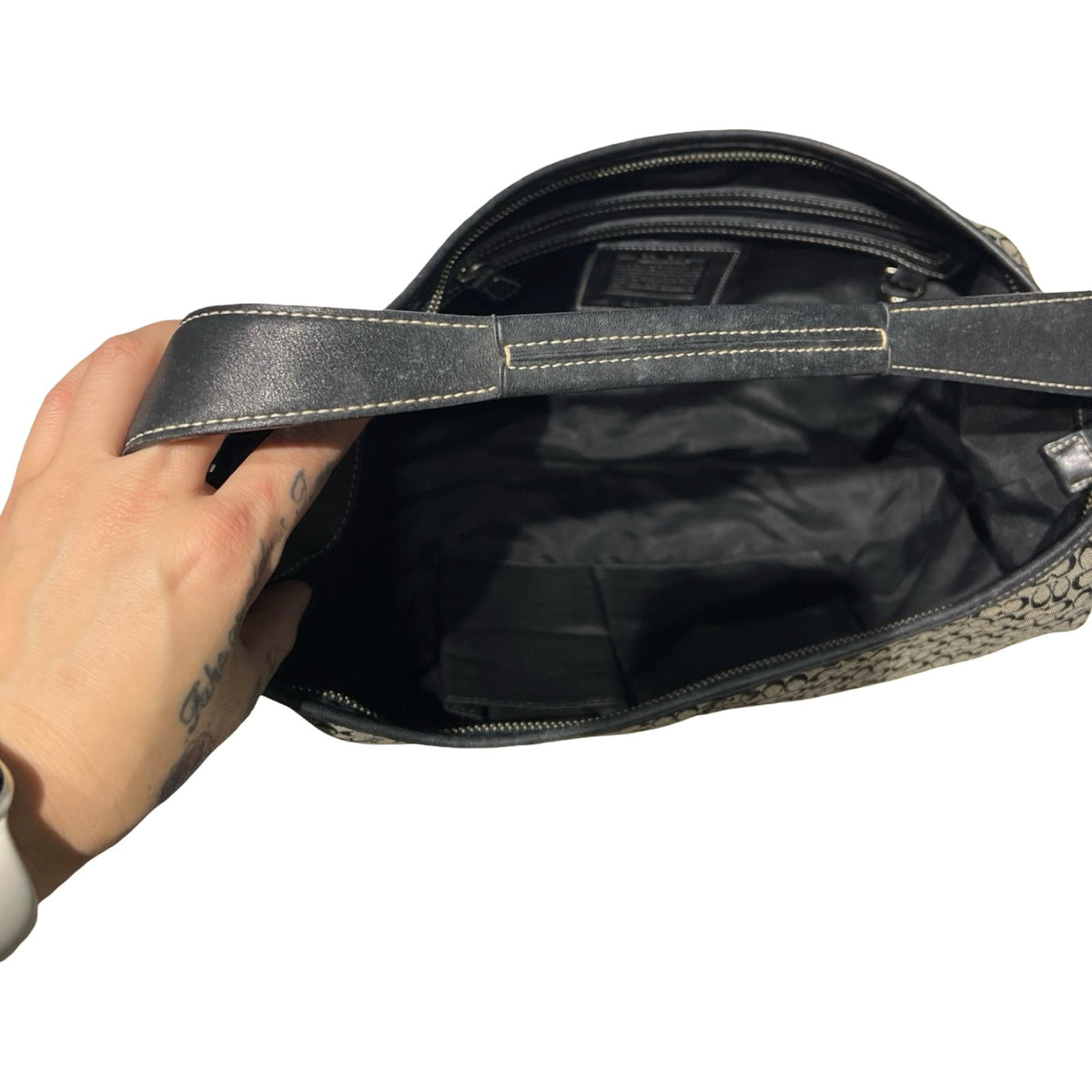 COACH Signature C Canvas Signature C Hobo Bag Shoulder Bag Charcoal Black Silver Hardware Co52
