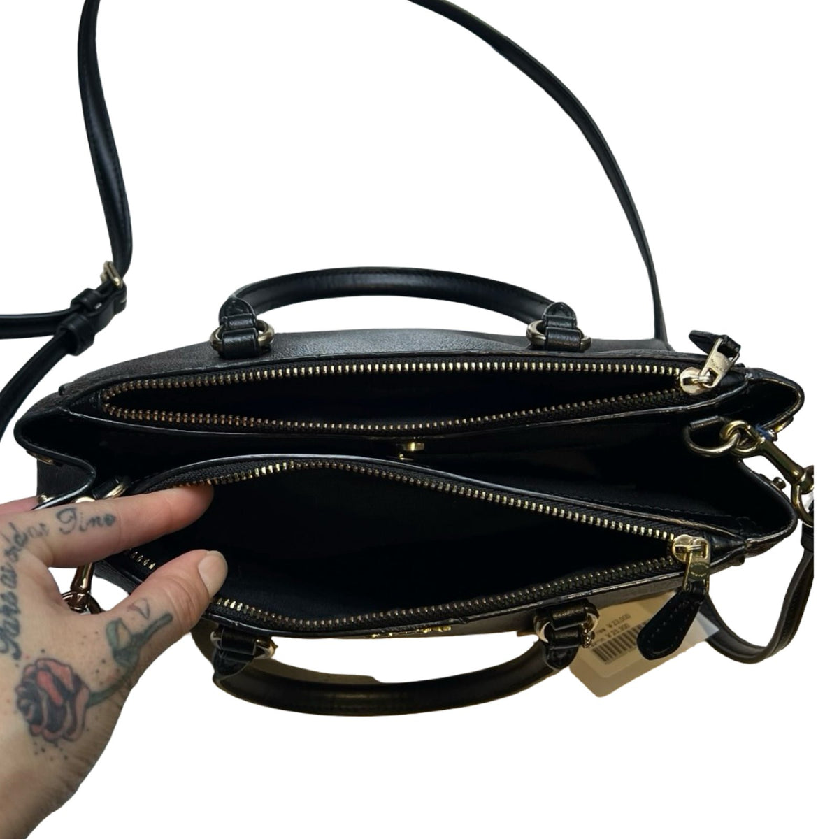 COACH Signature Canvas Mini Satchel Handbag Brown, Black Gold Hardware Co85