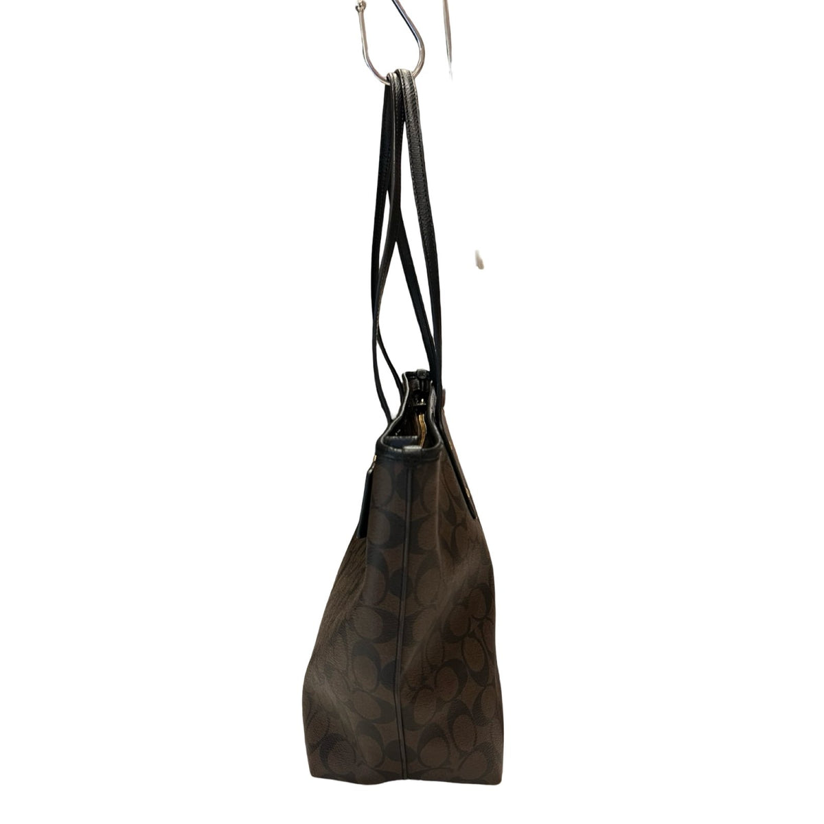 COACH Coated Canvas City Tote Tote Dark Brown, Black Gold Hardware Co92