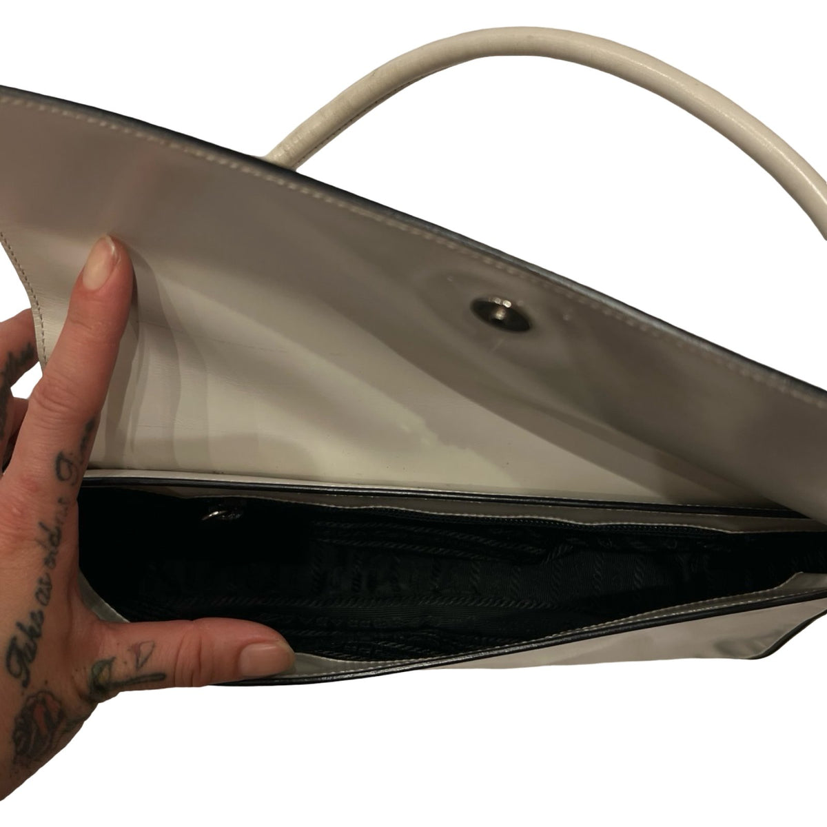 PRADA Leather Shoulder Bag Shoulder Bag White Silver Hardware PR220