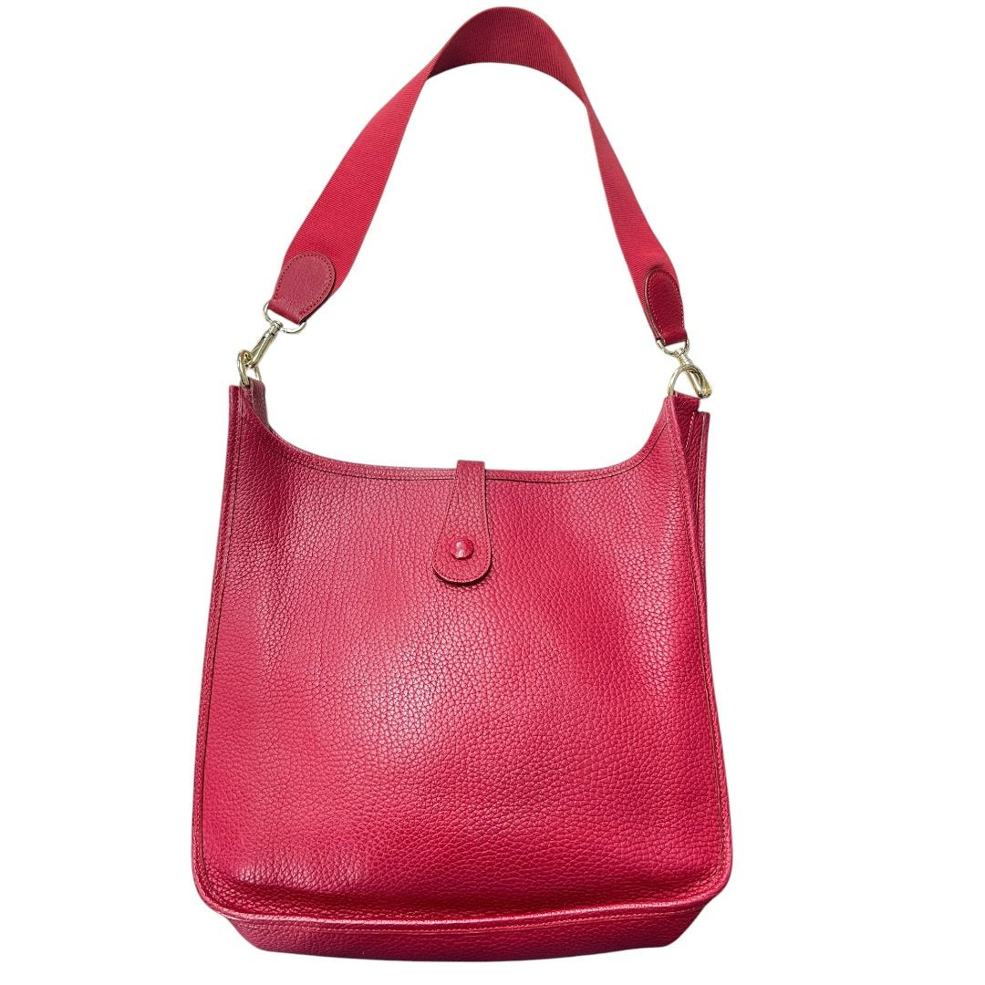 HERMES Clemence Evelyne III PM Shoulder Bag Red Gold Hardware HE470