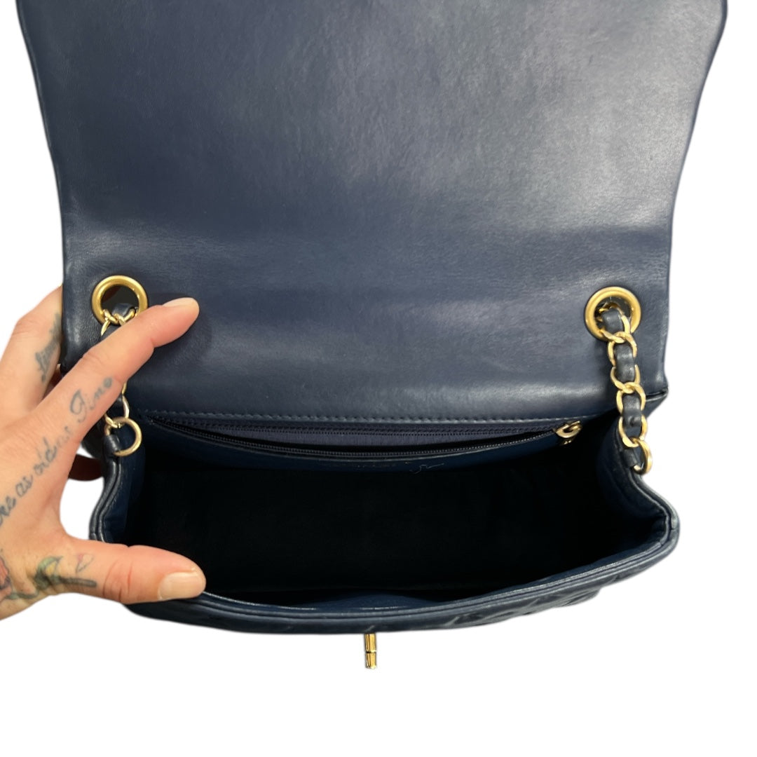 CHANEL Navy Top Handle Flap Bag CH2060