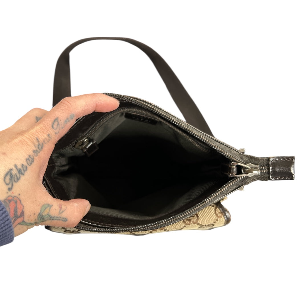 GUCCI GG Canvas Crossbody Shoulder Bag Beige GU560