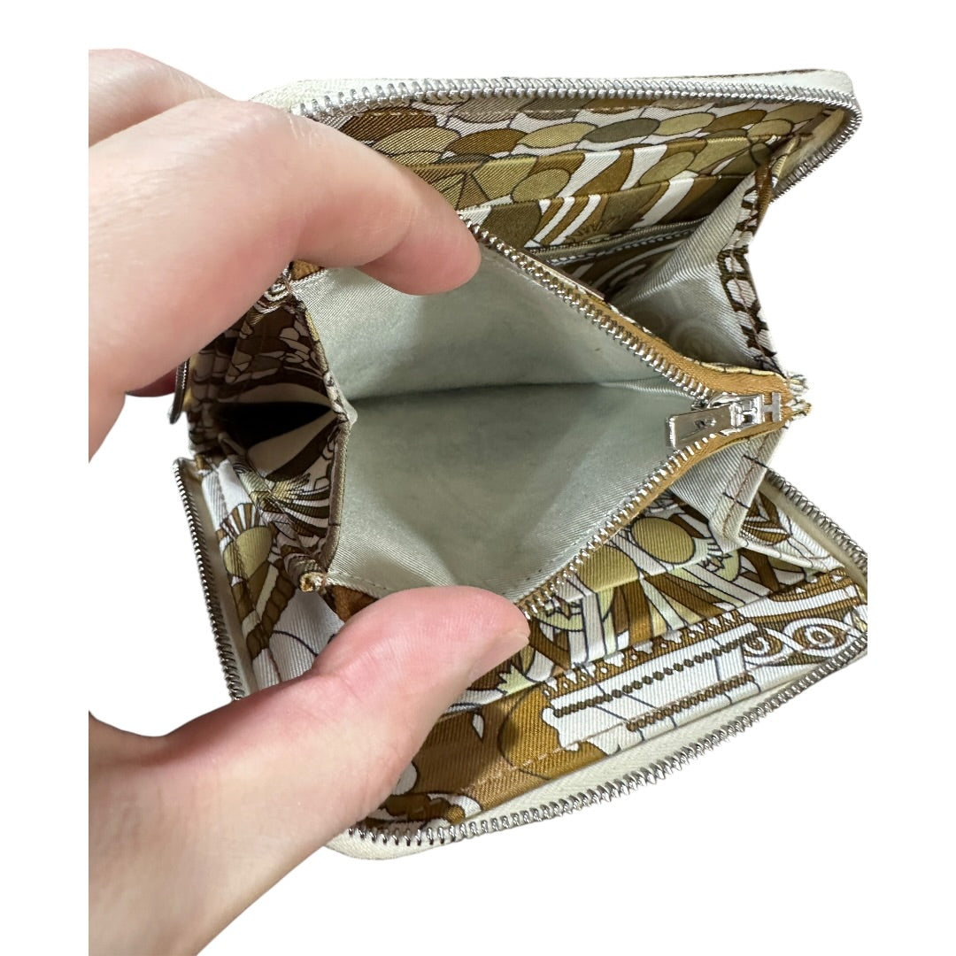 Authentic Hermes Silk'In Compact Zip Around Wallet Epsom Leather HE426