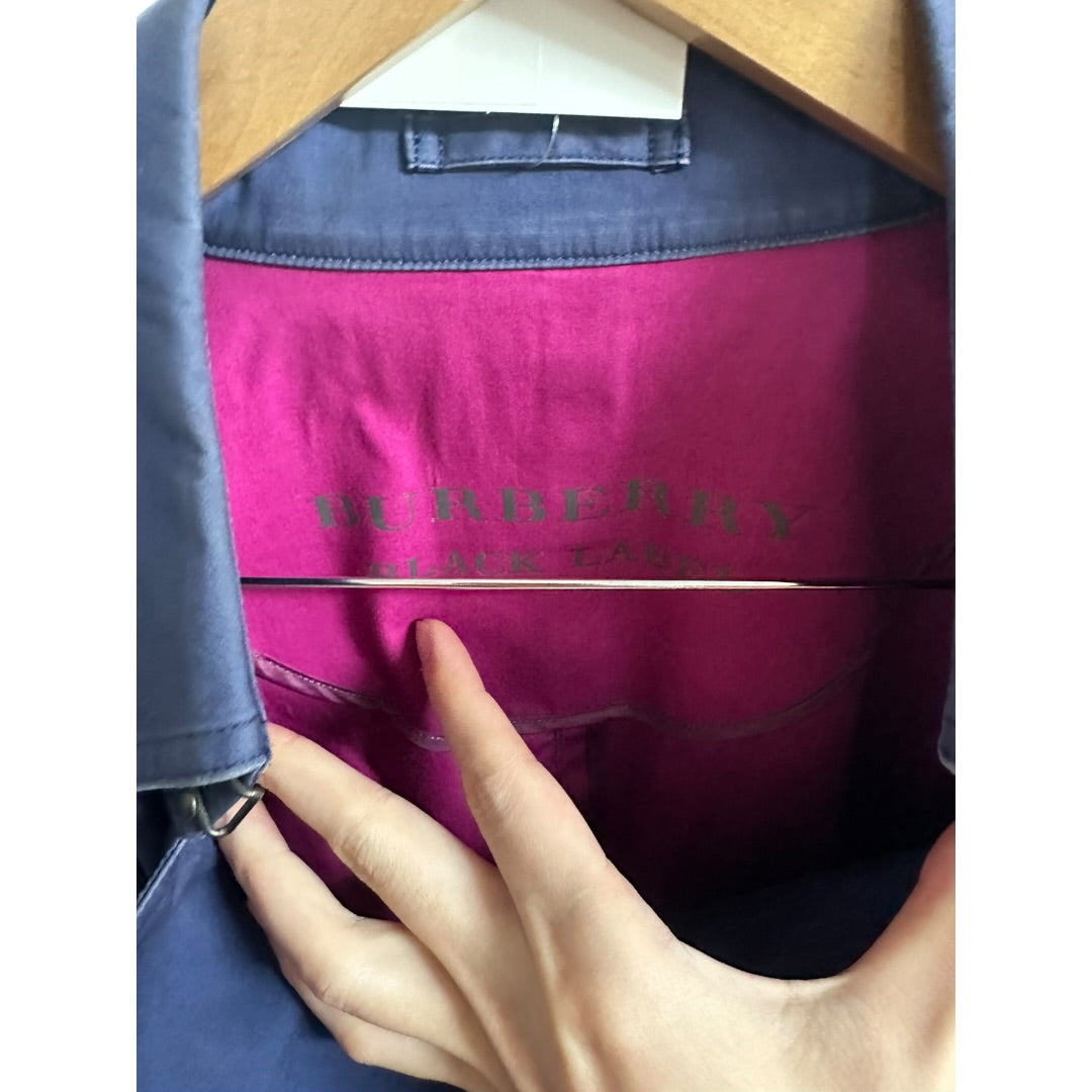Authentic Burberry Black Label Blue Trench Coat with Pink Lining BU1084