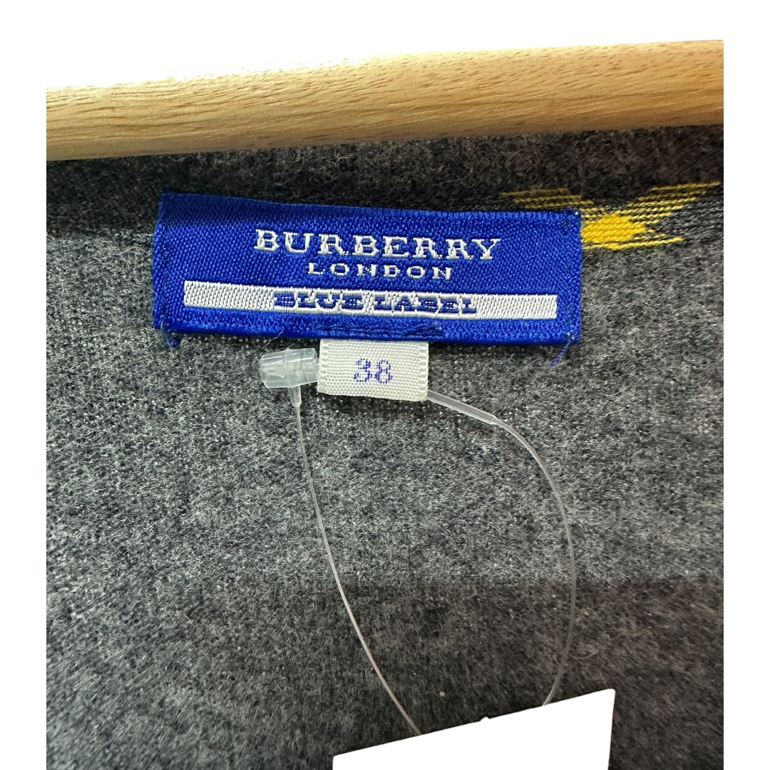 Authentic Burberry Blue Label Gray Ruffle Knit Dress with Back Ribbon BU1098