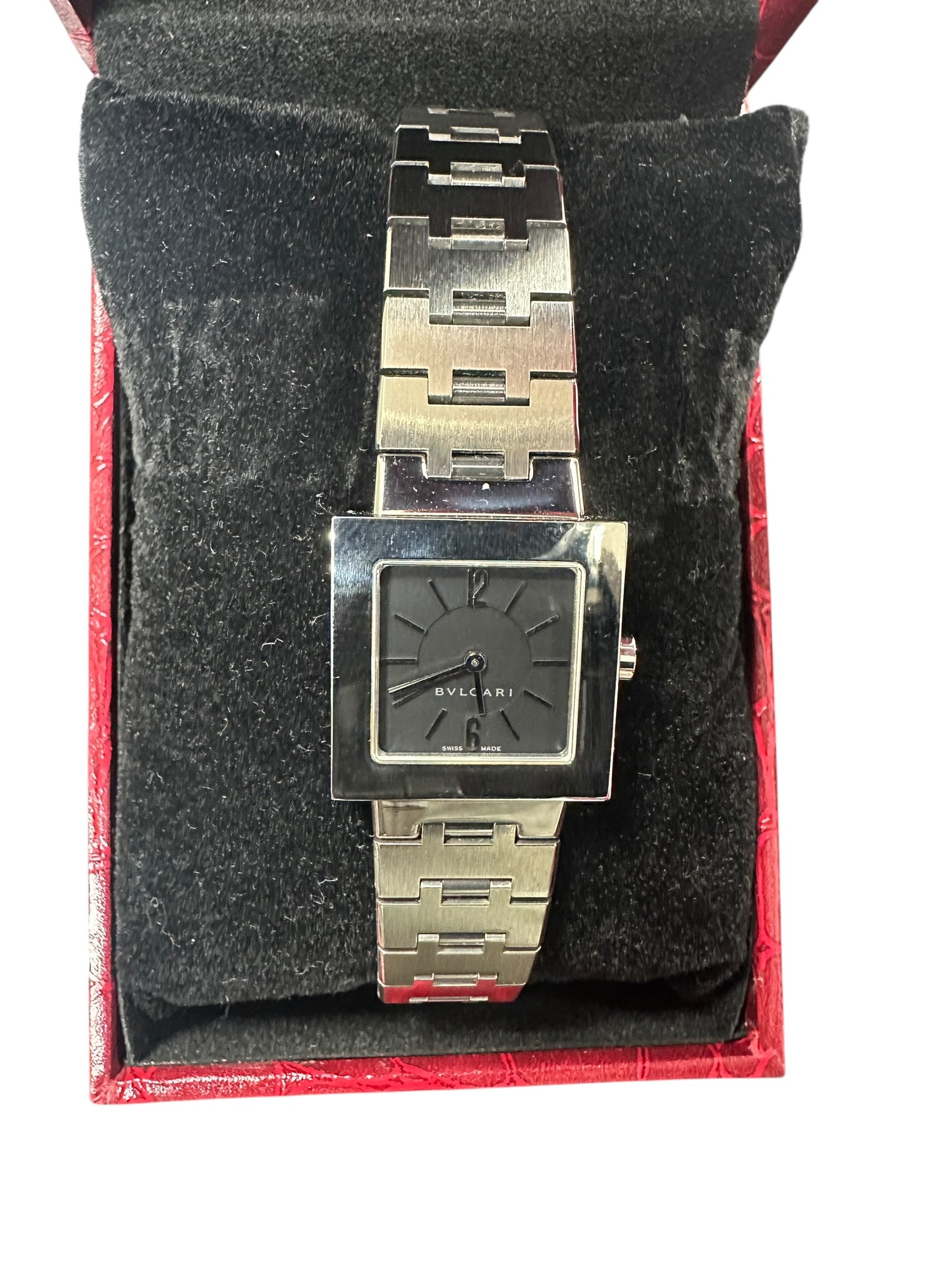 BVLGARI Swiss Made Quadrato Black Minimalist Dial Watch ER58