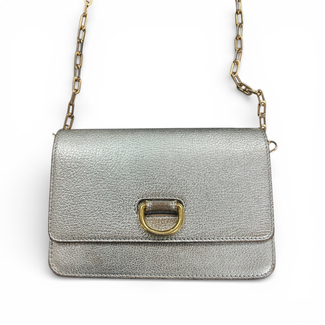 BURBERRY Silver Flap Shoulder Bag BU1015