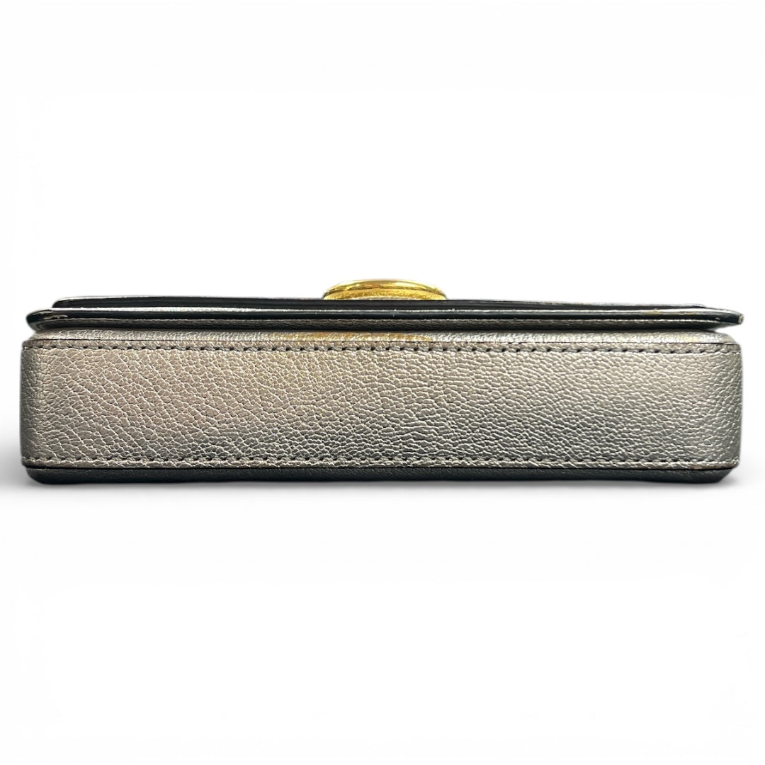 BURBERRY Silver Flap Shoulder Bag BU1015