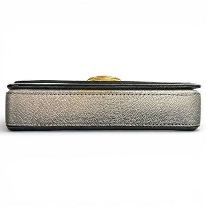 BURBERRY Silver Flap Shoulder Bag BU1015