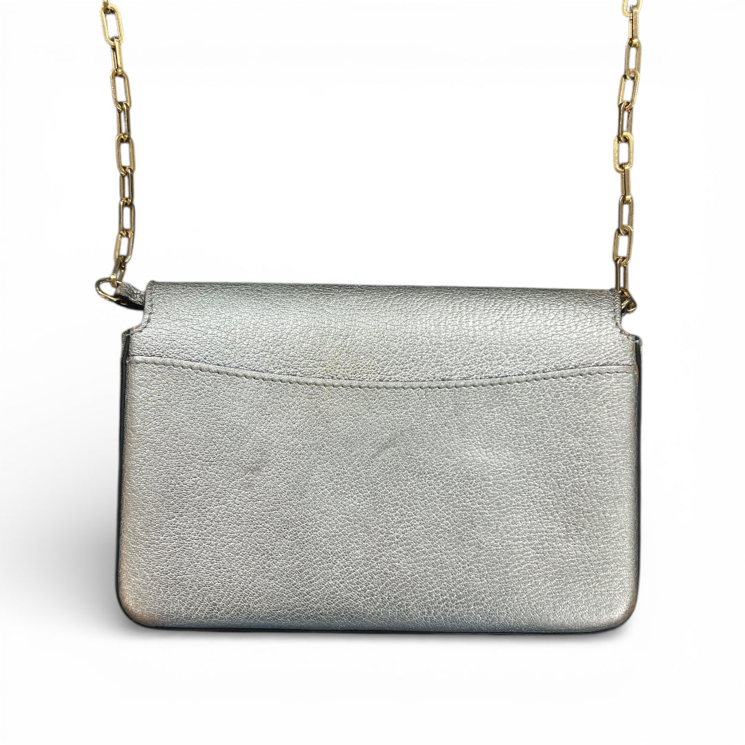 BURBERRY Silver Flap Shoulder Bag BU1015