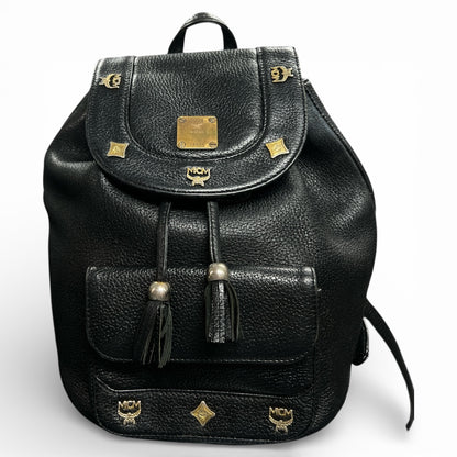 MCM Black Leather Backpack MC179