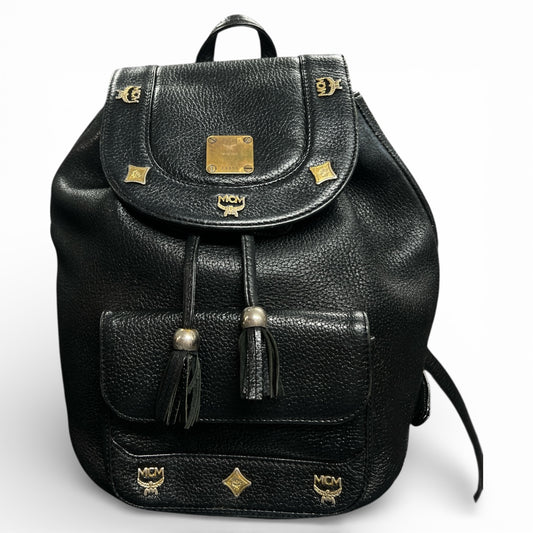 MCM Black Leather Backpack MC179
