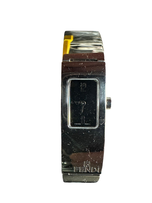 Fendi Orologi 3300L Rectangular Bangle Black Dial Stainless Steel Ladies Watch - ER8