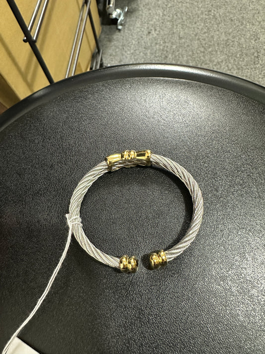 Philippe Charriol Two-Tone Twisted Wire Cable Knotted Centerpiece Ladies Bangle - ER23