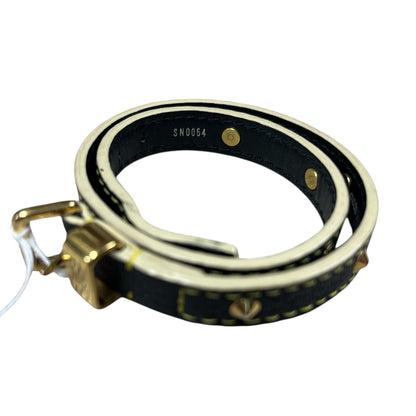 Louis Vuitton Studded Double Wrap Leather Bracelet White Gold Hardware LO2184