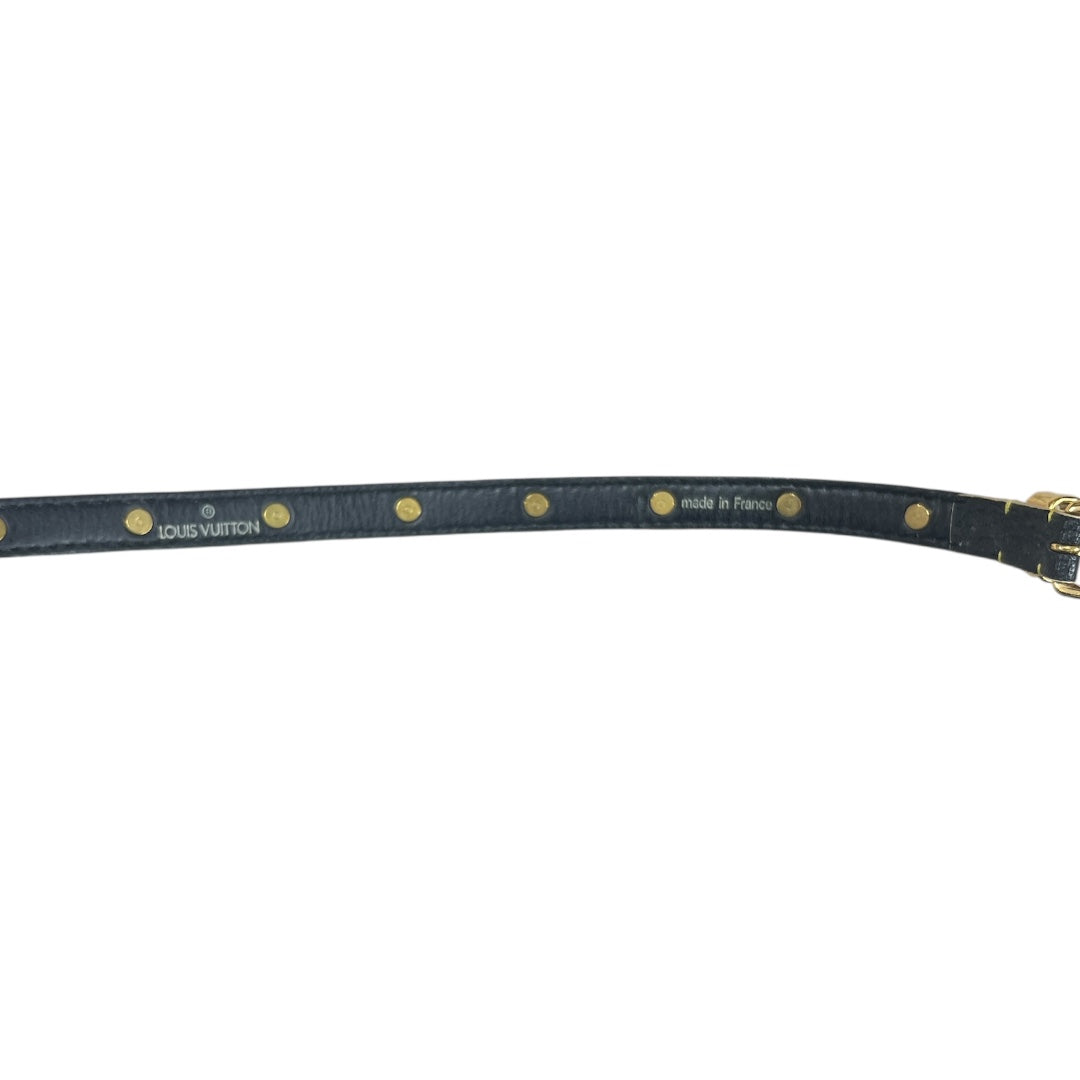 Louis Vuitton Studded Double Wrap Leather Bracelet White Gold Hardware LO2184