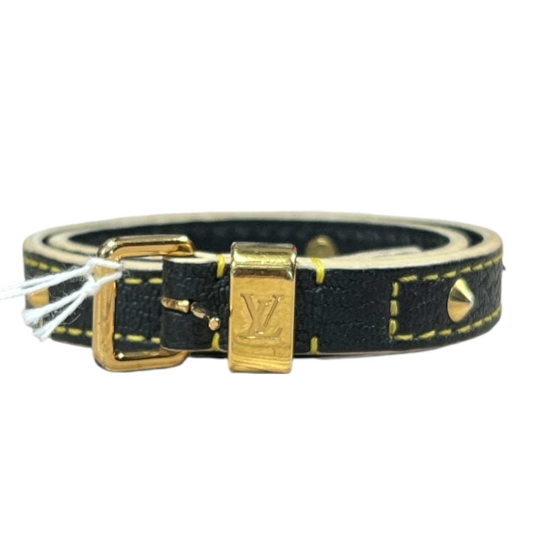 Louis Vuitton Studded Double Wrap Leather Bracelet White Gold Hardware LO2184
