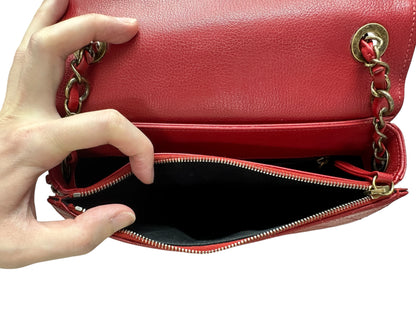 Chanel Top Handle Saddle Messenger Flap Bag Quilted Leather Red CH1781