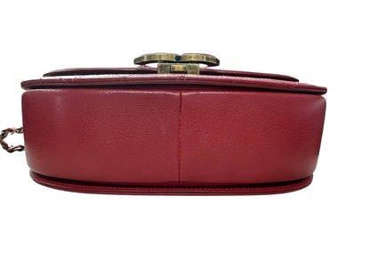 Chanel Top Handle Saddle Messenger Flap Bag Quilted Leather Red CH1781