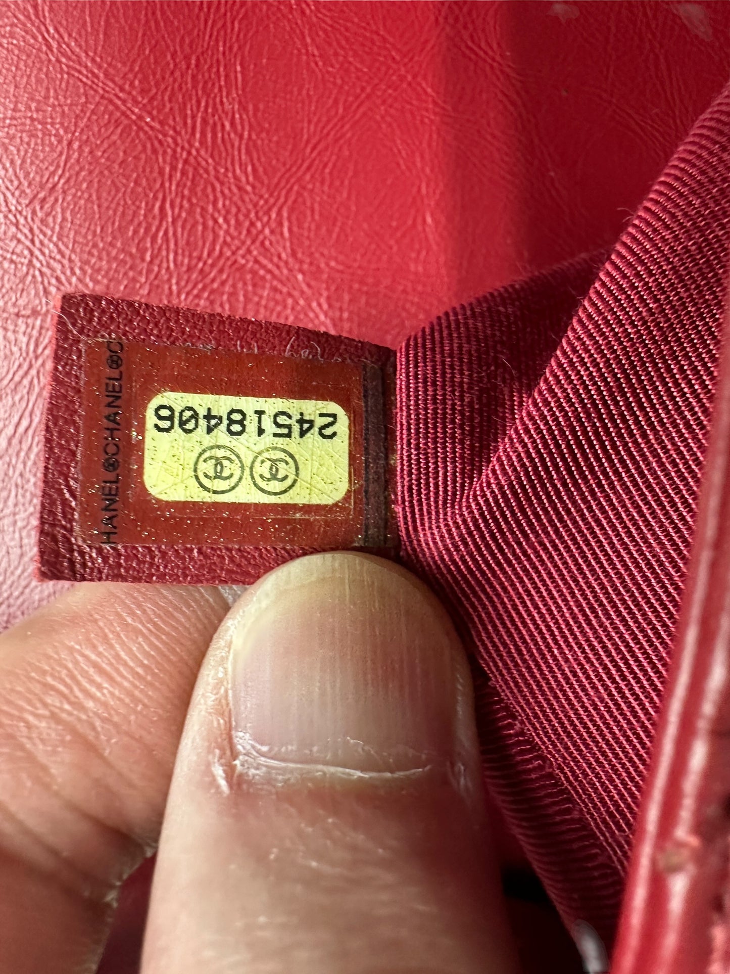 Chanel Chevron Top Handle Flap Bag Leather Red -CH1975