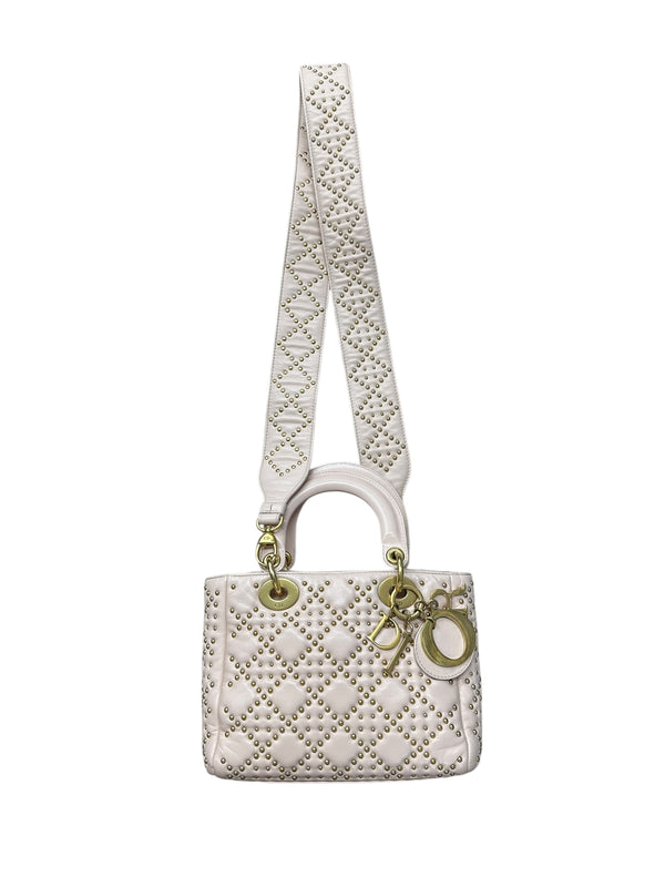 Christian Dior Lady Dior Studded Leather Handbag Pale Pink CH1997