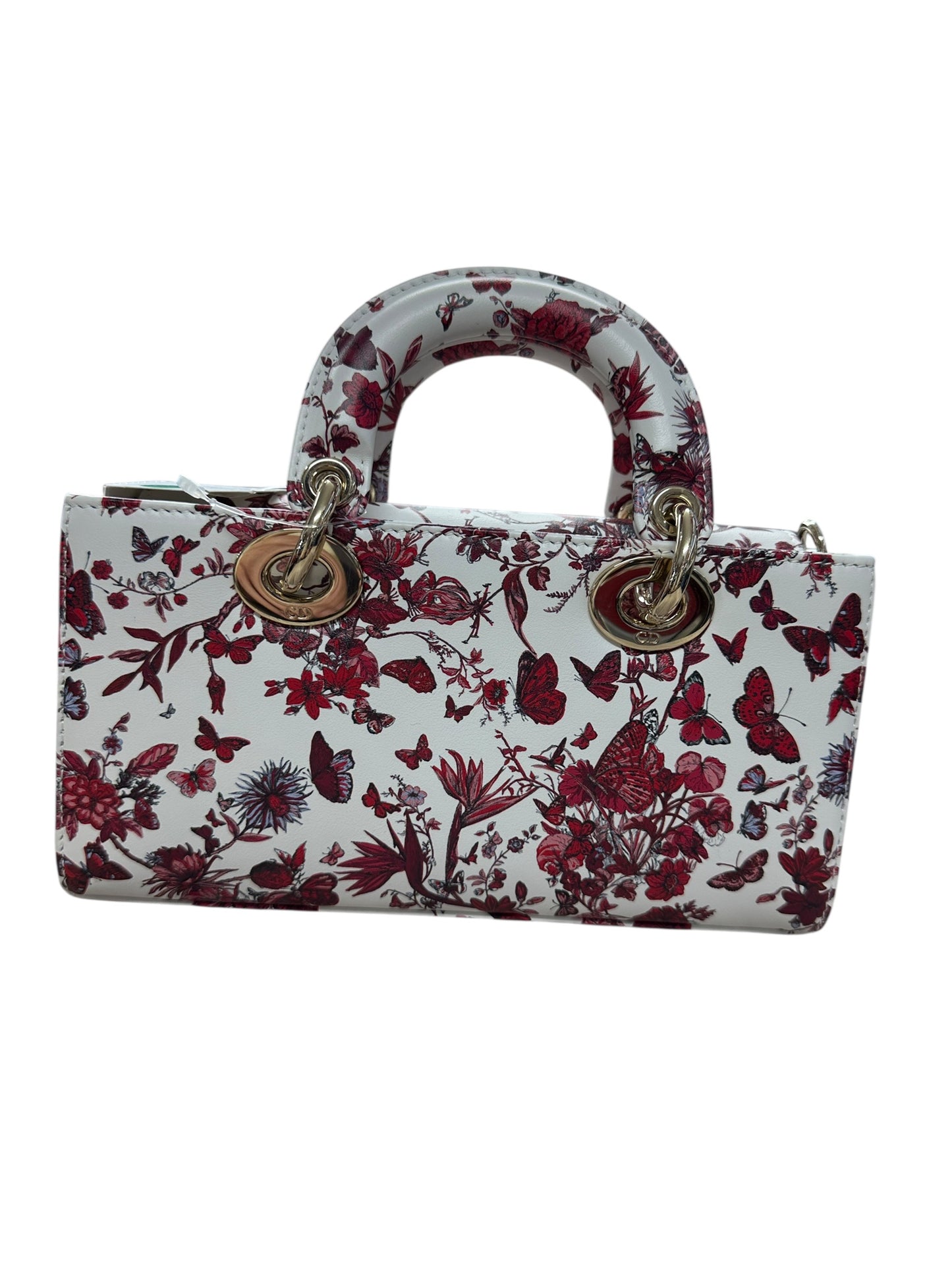 Christian Dior Lady D-Joy Leather Handbag Floral Butterfly Print Ch2004