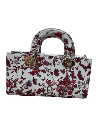 Christian Dior Lady D-Joy Leather Handbag Floral Butterfly Print Ch2004