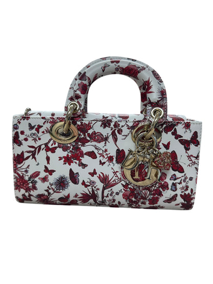 Christian Dior Lady D-Joy Leather Handbag Floral Butterfly Print Ch2004