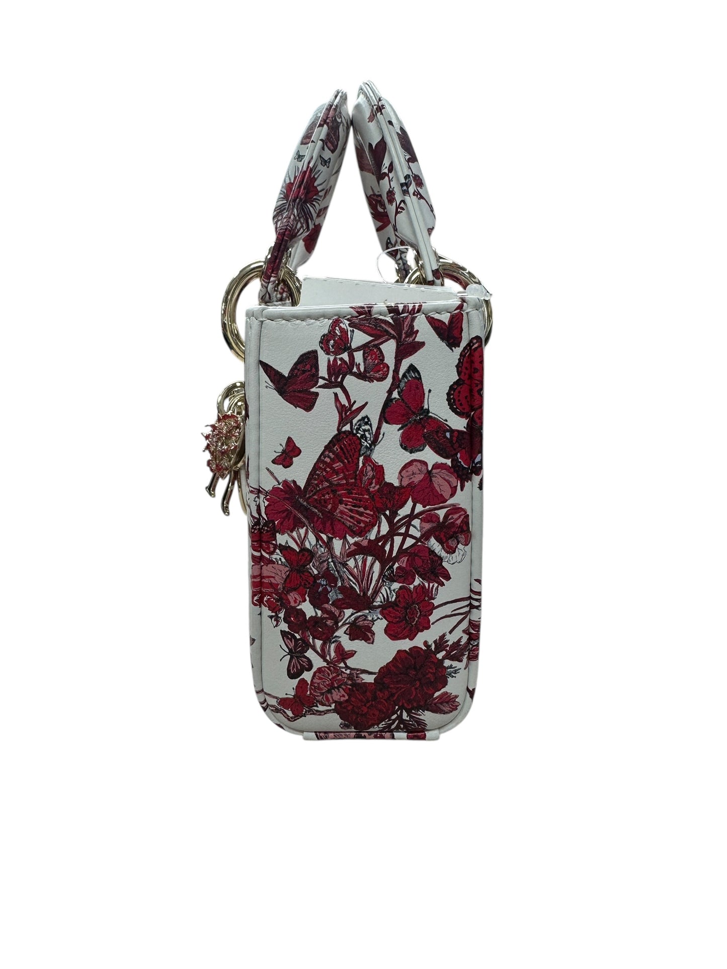 Christian Dior Lady D-Joy Leather Handbag Floral Butterfly Print Ch2004