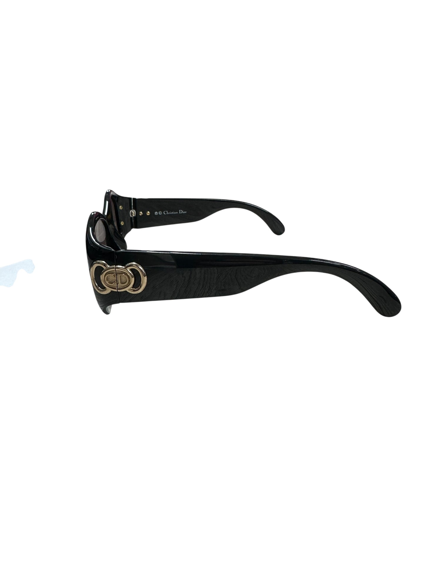 Christian Dior Vintage Sunglasses Black Frame Gold CD Hardware CH690