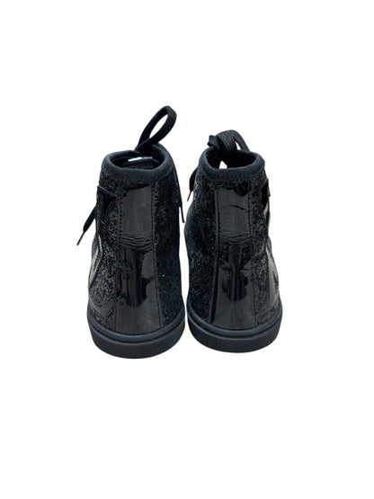 LOUIS VUITTON Sequined Fabric Sneaker Boot High-Top Sneakers Black Silver Hardware LO2027
