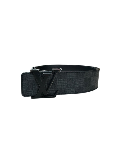 LOUIS VUITTON Damier Graphite Initiales Belt, Black with Black Hardware, LO2057