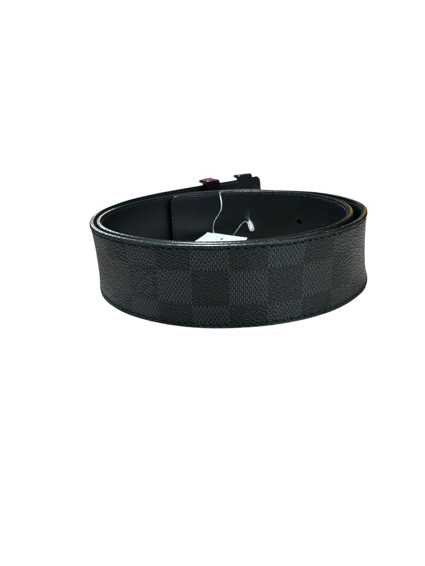 LOUIS VUITTON Damier Graphite Initiales Belt, Black with Black Hardware, LO2057