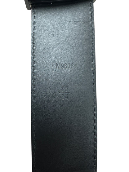 LOUIS VUITTON Damier Graphite Initiales Belt, Black with Black Hardware, LO2057