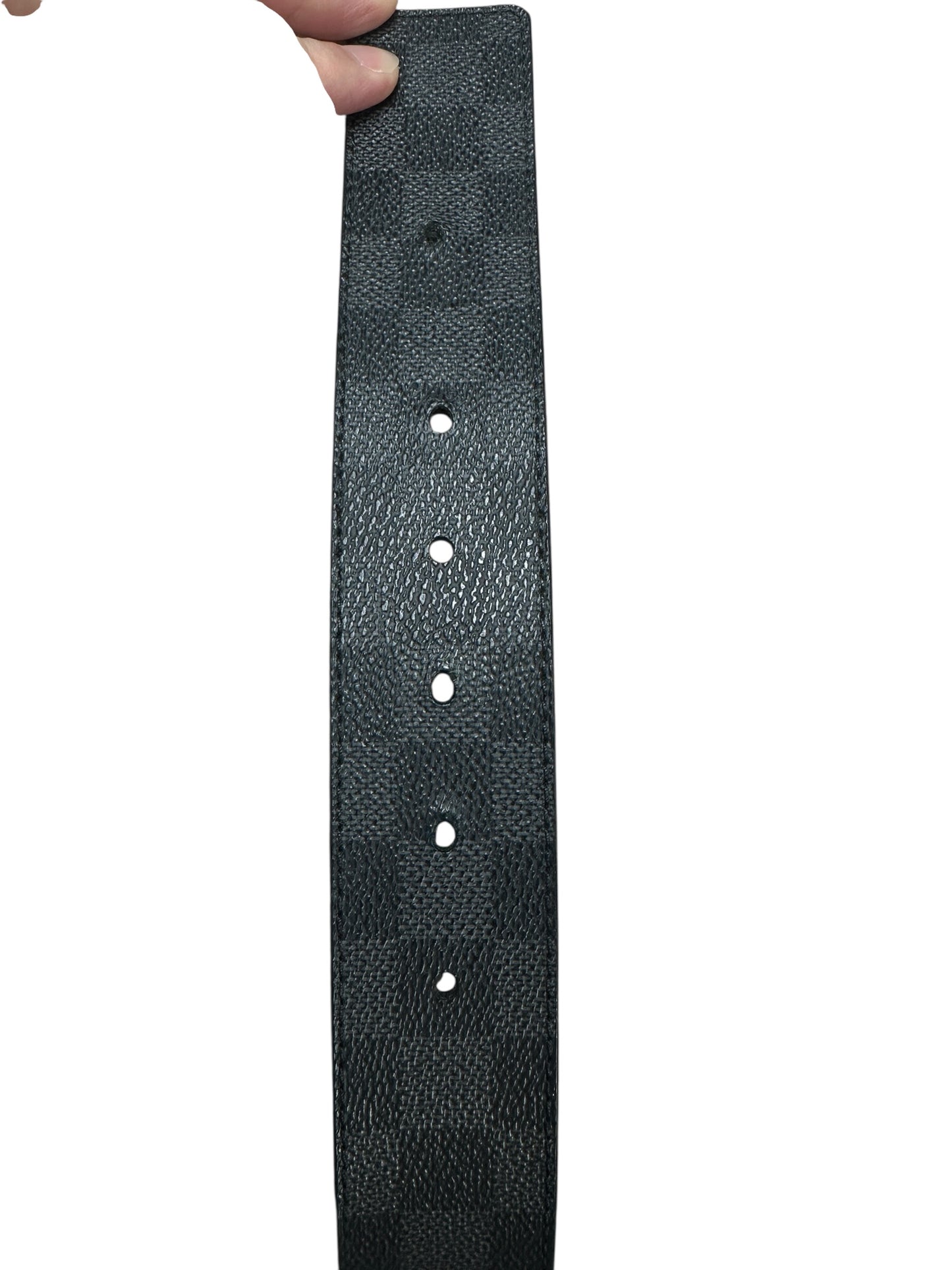 LOUIS VUITTON Damier Graphite Initiales Belt, Black with Black Hardware, LO2057