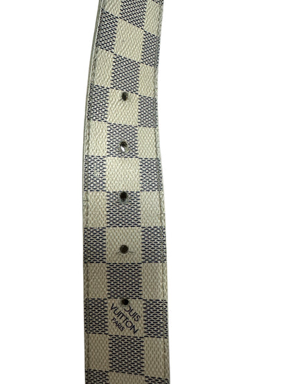 LOUIS VUITTON Damier Azur Initiales Belt Azur Gold Hardware LO2073